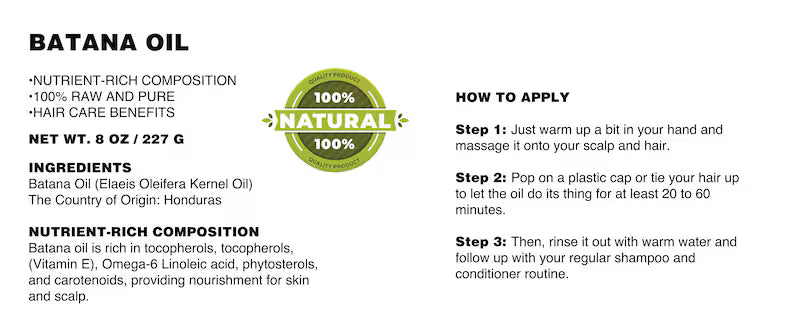 100% Natural Batana Oil (Sourced From Honduras)